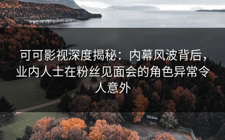 可可影视深度揭秘：内幕风波背后，业内人士在粉丝见面会的角色异常令人意外